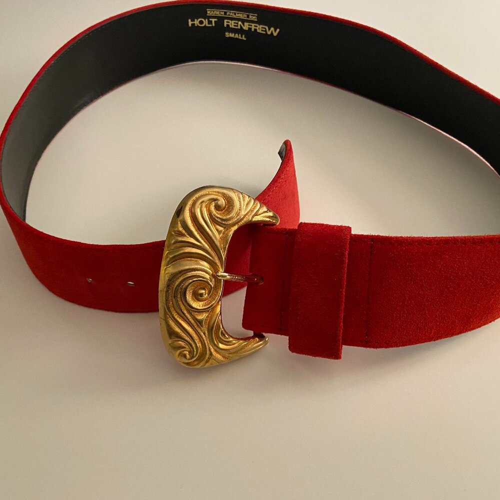 Holt Renfrew Red Suede Belt - Small